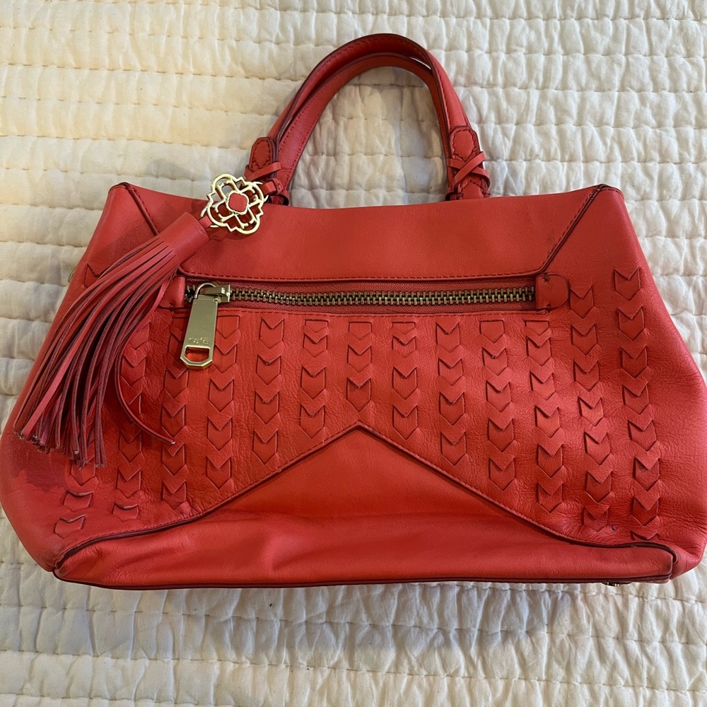 Rafe Melon Satchel with Tassel and Cutout Design